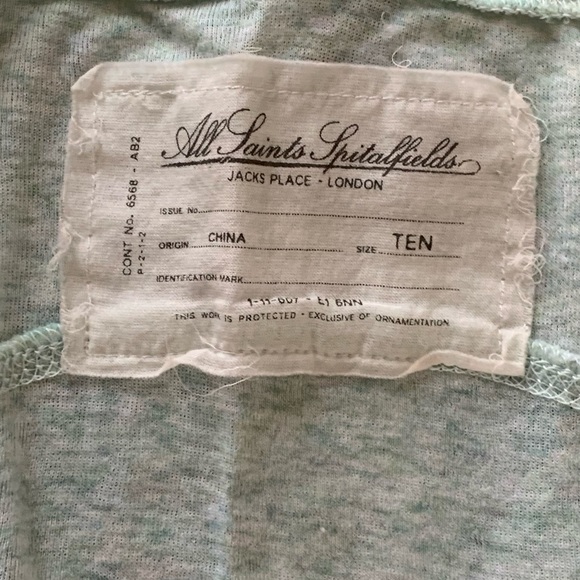 All Saints tank tops. Size 10. Colours blue, coral, and green. - Picture 5 of 5